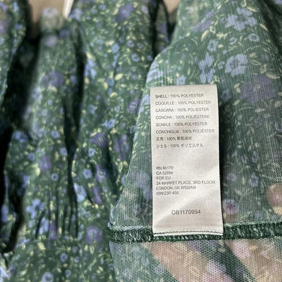 Free People Babydoll Top Mesh Balloon Sleeves Ties in the Back Floral Print Sz S - Picture 10 of 11